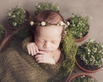 Olive Green Snuggle Sack Newborn Baby Photography Prop Cocoon