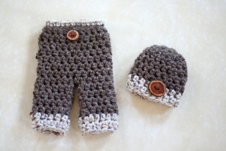 Newborn Pants and Hat Set Barley Brown Oatmeal Newborn Etsy