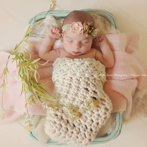 Chunky Newborn Cocoon in Cream Photography Prop
