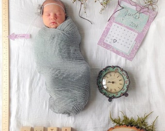 Estopilla gris claro para bebé, envoltura para fotografía de recién nacido, tela de queso