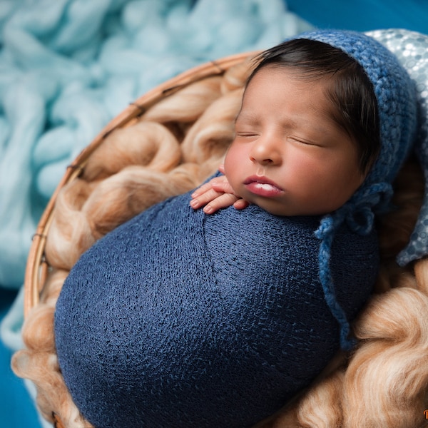 Dark Blue Jean Stretch Knit Wrap Newborn Baby Photography