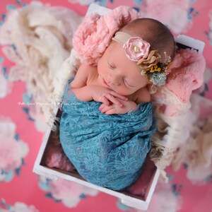 Country Blue Stretch Lace Wrap Neugeborene Fotografie Requisite Baby Swaddle