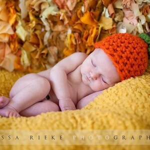 Chunky Pumpkin Orange Newborn Knot Hat 画像 5