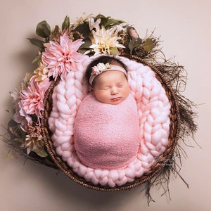 Rosa Stretch Strick Wrap Neugeborene Baby Fotografie Requisite