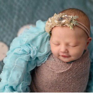 Light Aqua Rüschen Stretch Wrap, Newborn Foto Prop, Rüschen Wrap, Neugeborenen Posing Stoff, Baby Stretch Wrap, Neugeborenen Swaddle Decke