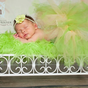 Lime Green Mongolian Faux Fur Rug Nest Photography Photo Prop 27x20 Newborn Baby Toddler Mat Backdrop Floordrop image 1