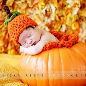 Chunky Pumpkin Orange Newborn Knot Hat 画像 1