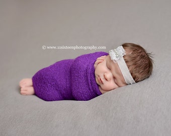 Plum Purple Stretch Knit Wrap Newborn Baby Photography Prop