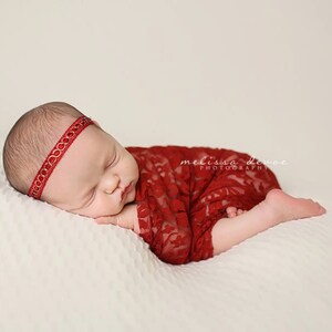 Roter Stretch Spitzen Wrap Neugeborene Fotografie Requisite Baby Swaddle