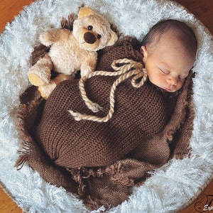 Chocolate Brown Swaddle Sack Newborn Baby Photography Prop