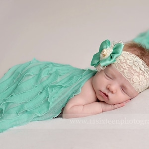 Mintgrün Rüschen Stretch Wrap, Newborn Photo Prop, Rüschen Wrap, Neugeborenen Posing Stoff, Baby Stretch Wrap, Neugeborenen Swaddle Decke