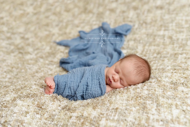 Denim Blue Cheesecloth Baby Wrap Cheese Cloth Newborn Photography zdjęcie 3