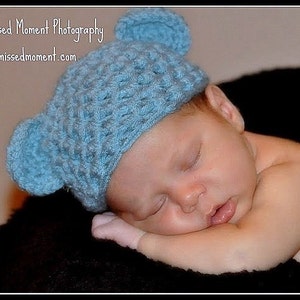 Blue Handmade Newborn Teddy Bear Hat - Etsy