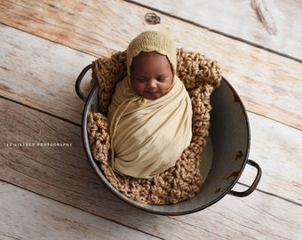 Chunky Caramel Toffee Baby Blanket Newborn Photography Prop