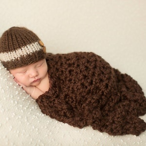 Dark Brown Newborn Baby Blanket Chunky Photo Prop