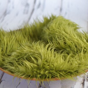 Olive Green Mongolian Faux Fur Rug Nest Photography Photo Prop 30x35 Newborn Baby Toddler image 6