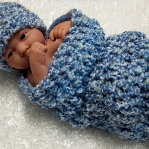 Newborn Cocoon Beanie Hat Set Blue Skies image 2