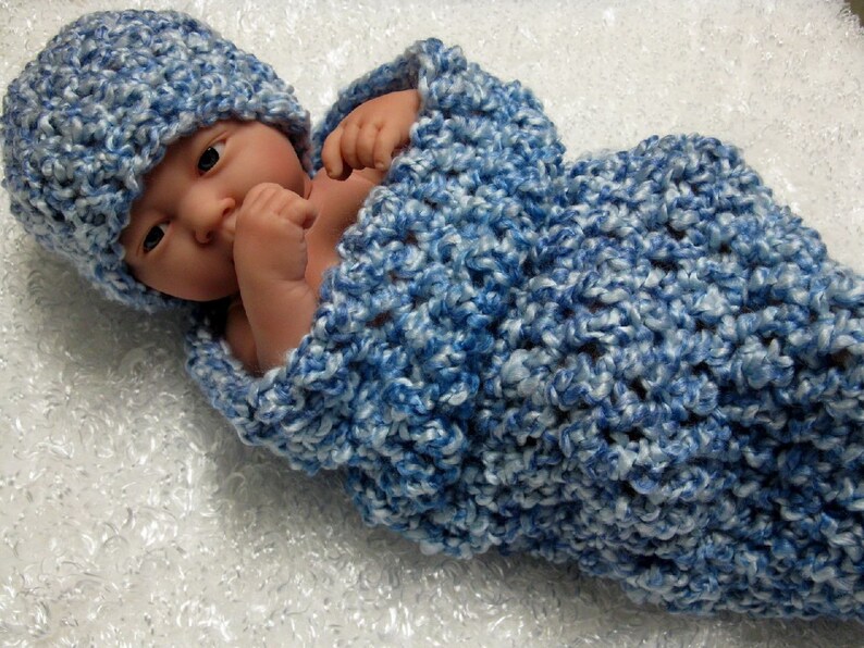 Newborn Cocoon Beanie Hat Set Blue Skies image 2