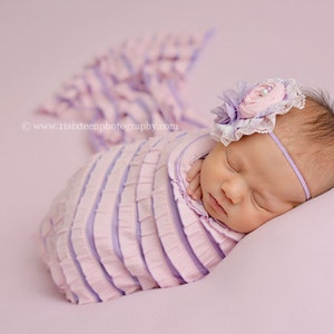 Cheshire Pink Lila gestreift Rüschen Stretch Stoff Wrap Neugeborene Fotografie Requisite