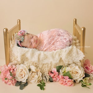 Stretch Lace Wrap Light Peach Newborn Photography Prop Baby Swaddle image 3