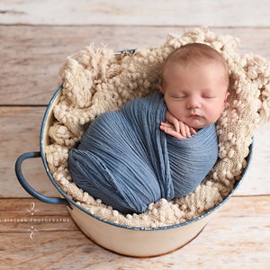 Denim Blue Cheesecloth Baby Wrap Cheese Cloth Newborn Photography zdjęcie 1