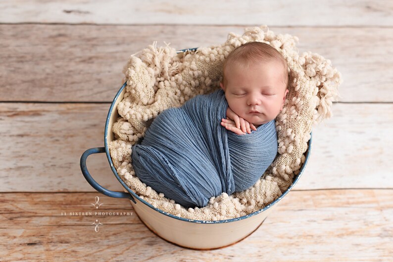 Denim Blue Cheesecloth Baby Wrap Cheese Cloth Newborn Photography zdjęcie 1