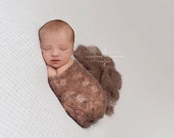 Toffee Brown Sunflower Mohair Knit Baby Wrap Newborn Photography