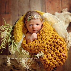 Chunky Newborn Cocoon in Mustard Yellow Photography Prop Swaddle