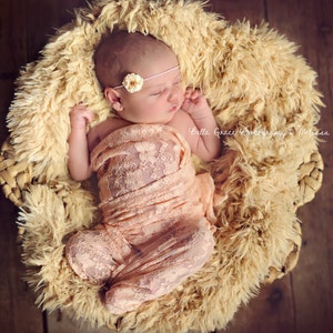 Stretch Lace Wrap Light Peach Newborn Photography Prop Baby Swaddle image 7