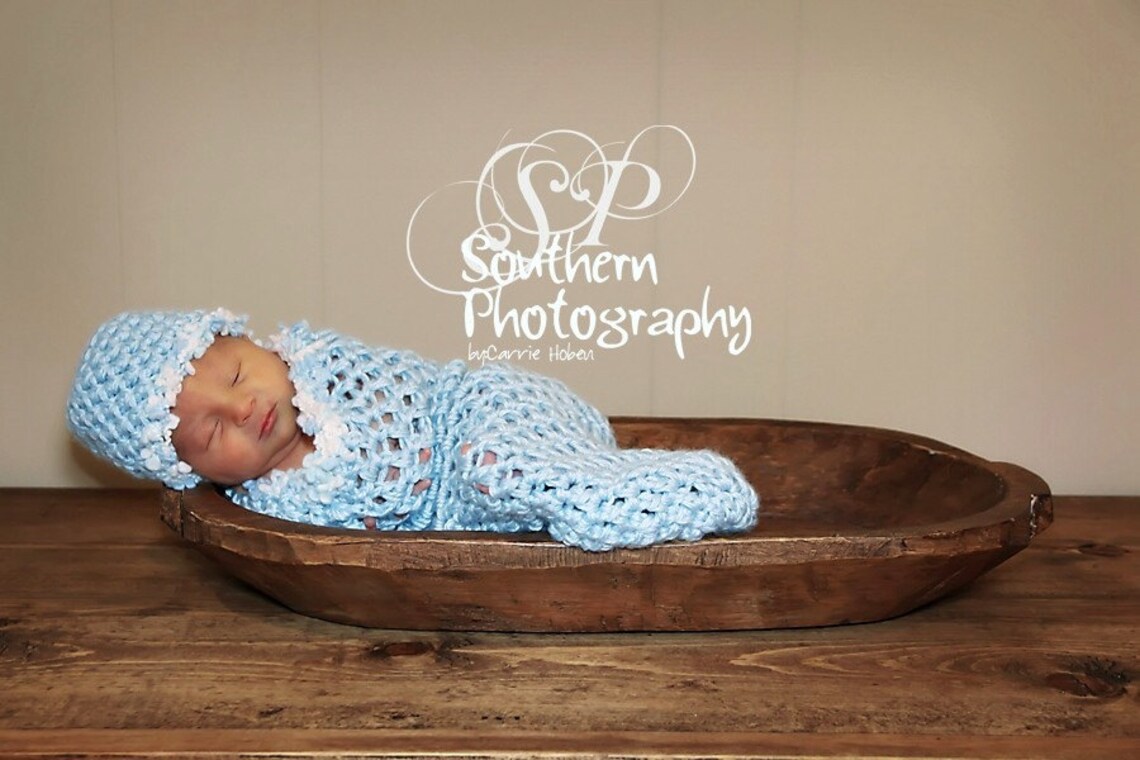 Baby Blue Newborn Cocoon and Beanie Hat Set Etsy