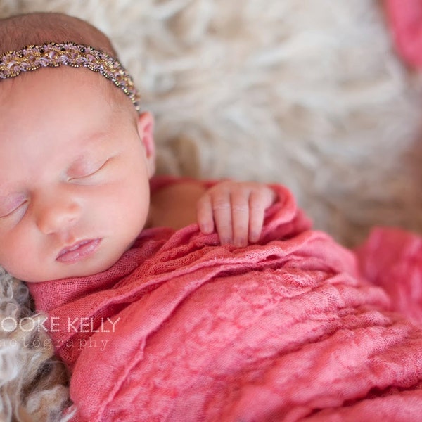 Victorian Halo Headband in Pink Newborn Baby Photography