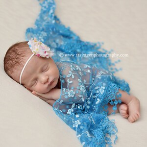 Aqua Blau Quasten Spitze Baby Wrap Neugeborene Fotografie Requisite