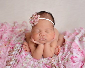 Pink Floral Ruffle Stretch Wrap, Newborn Photo Prop, Ruffle Wrap Fabric, Newborn Posing Fabric, Baby Stretch Wrap, Newborn Swaddle Blanket