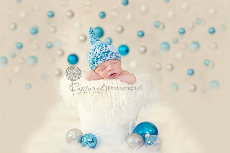 Icicle Blue Newborn Baby Gnome Hat image 1