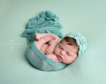 Ocean Blue Stretch Knit Baby Wrap Newborn Photography Prop Layer