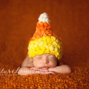 Candy Corn Gnome Hat Handspun Merino Newborn Photography Prop