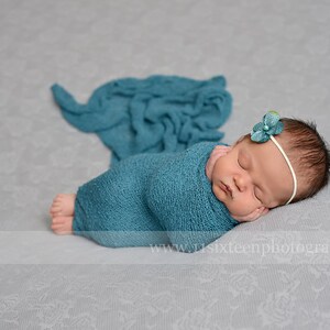 Mittel Petrol Stretch Strick Wrap Neugeborenen Baby Fotografie Requisite