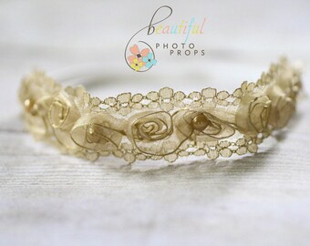 Pearl Fairy Halo Flower Headband in Gold