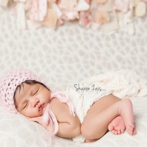 Rosa Mohair Baby Mütze Hut & Creme Rüschen Wrap SET, Neugeborene Fotografie Requisiten, Posing Schichten, Swaddle Wrap, Hintergrund Stoff, Photo Prop Set