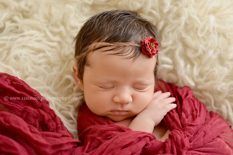 Burgundy Red Cheesecloth Baby Wrap Cheese Cloth Newborn Photography Prop image 3