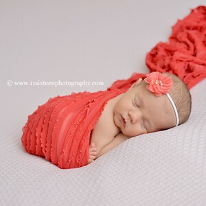 Mango Orange Rüschen Stretch Wrap, Newborn Photo Prop, Rüschen Wrap, Neugeborenen Posing Stoff, Baby Stretch Wrap, Neugeborenen Swaddle Decke