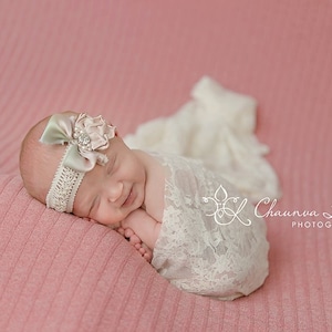 Stretch Spitzen Wrap Ivory Creme Neugeborenen Fotografie Requisite Baby Swaddle