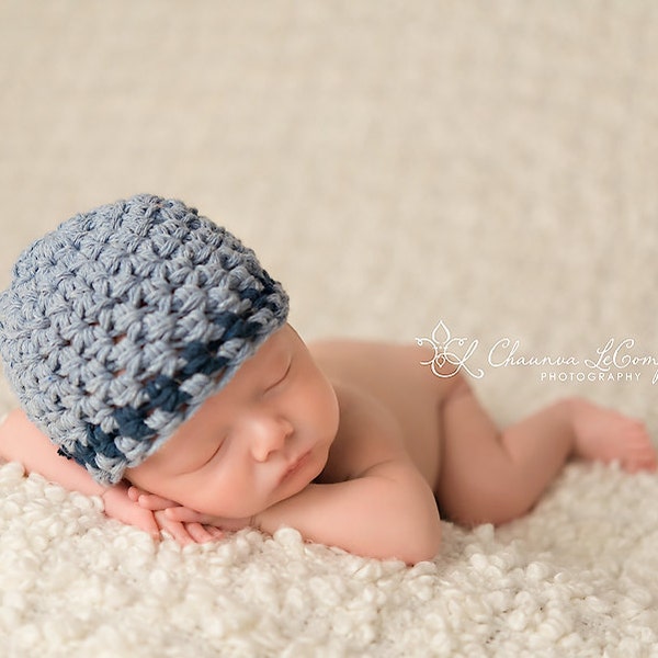 Newborn Cotton Beanie Hat Denim Blues Organic