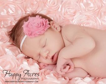 Rose Pink Chiffon Rosette Flower Headband