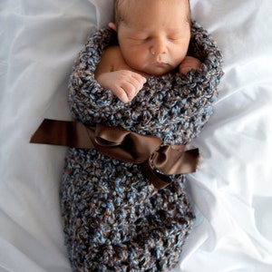 Chunky Newborn Cocoon Browns Blues image 1