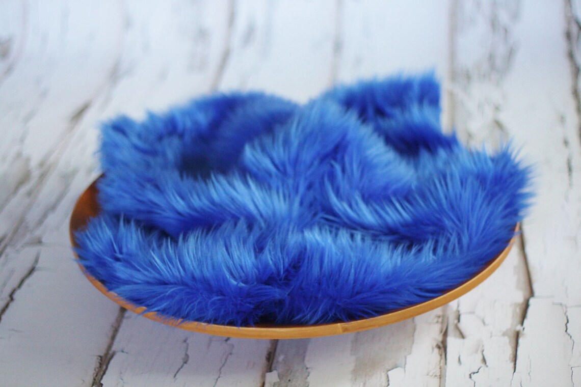 Cobalt Blue Mongolian Faux Fur Rug Nest Photography Photo Prop Etsy