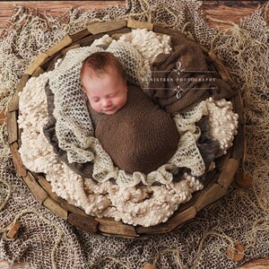 Weiches braunes Stretch Strick Wrap & Creme Mohair Wrap SET, Neugeborene Fotografie Requisite, Posing Layer, Swaddle Wrap, Hintergrundstoff, Baby Foto Requisite