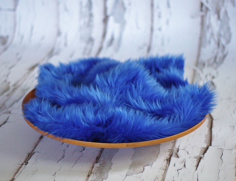 Cobalt Blue Mongolian Faux Fur Rug Nest Photography Photo Prop - Etsy