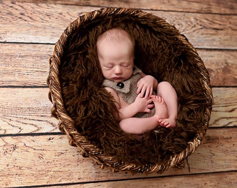 Brown Faux Flokati Fur, Fur Blanket, Photography Prop, Faux Fur Rug, Newborn Fur, Newborn Baby Photography