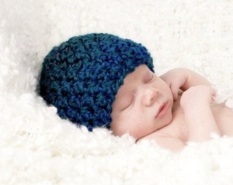 Dark Teal Newborn Baby Beanie Hat